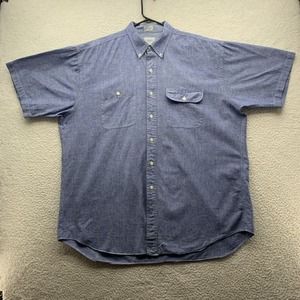 VTG Chaps Ralph Lauren Button Up Shirt Mens XL Chambray Blue Casual Chest Pocket